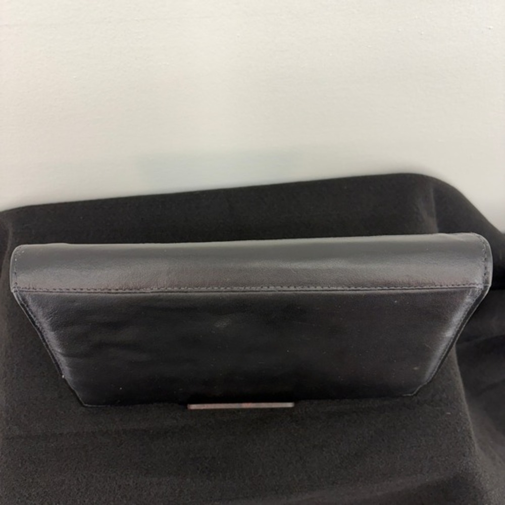 Black Leather Clutch Vintage Cuero Vaca Chain Purse Gold Logo Handbag Argentina - Picture 13 of 15